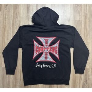 Vintage Y2K West Coast‎ Choppers Black Hoodie Size L